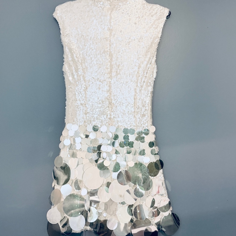 AKIRA White and Silver Sequin A-Line Skirt - Picture 4 of 5